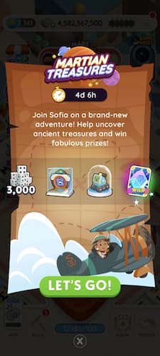 Martian Treasures rewards Monopoly GO