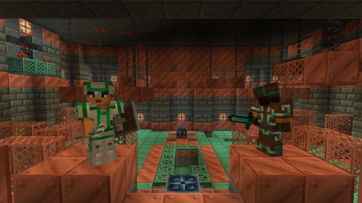 Players in a Trial Chamber in Minecraft