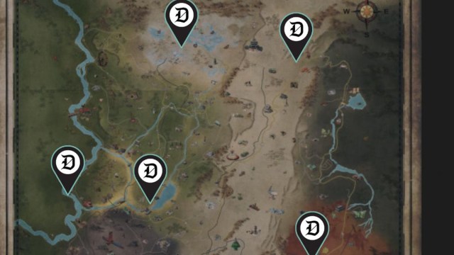 Mirelurk locations pinned on the map of Fallout 76