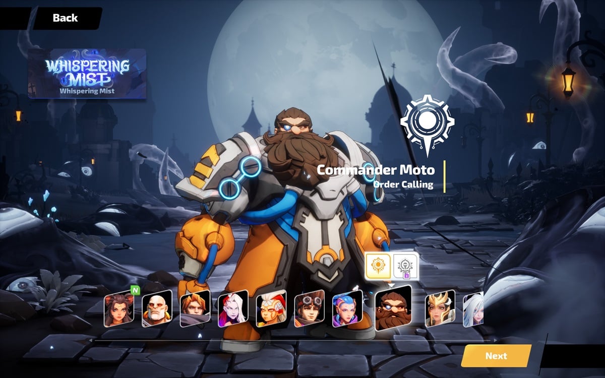 Commander Moto in the character selection screen of Torchlight Infinite.