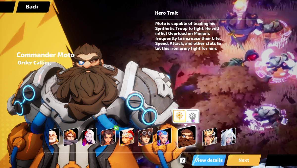 An image showcasing Commander Moto among other playable characters in Torchlight Infinite.