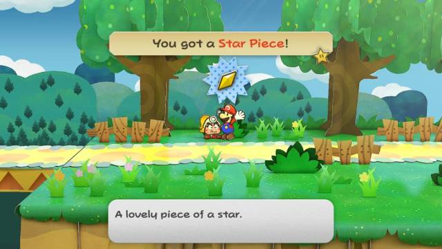 Finding a Star Piece in a clump of grass in Paper Mario: The Thousand-Year Door