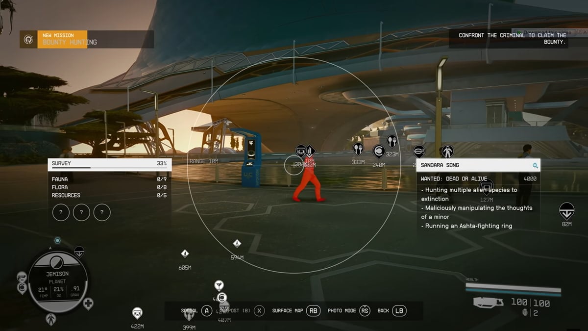 An image of the Scanner Bounty system in use in Starfield.