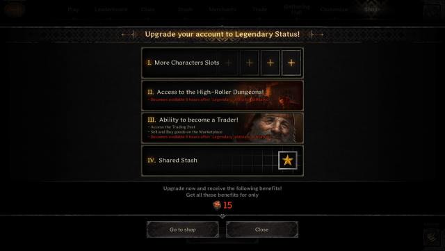 In-game screenshot of the Legendary Status in Dark and Darker.