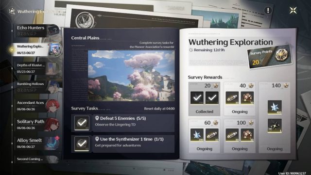 Exploration Event in the game showcasing all the rewards and tasks to earn points.