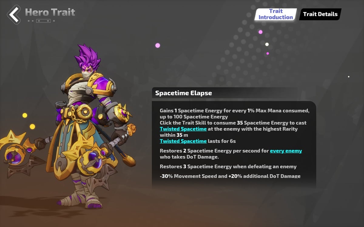 An image of Spacetime Elapse Youga's description in Torchlight Infinite.