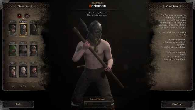 Overview of the Barbarian class in Dark and Darker.