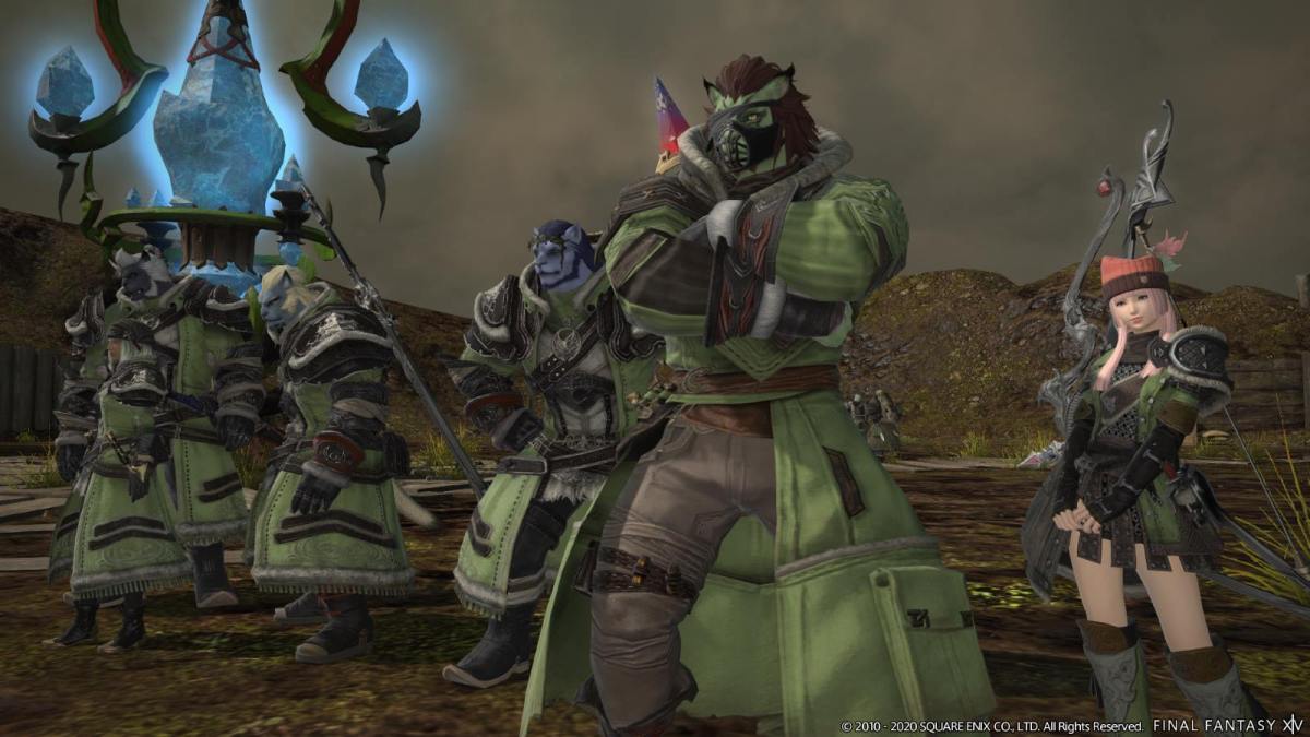 A group of Bozjan Resistance members stand at the Bozjan Southern Front in Final Fantasy XIV