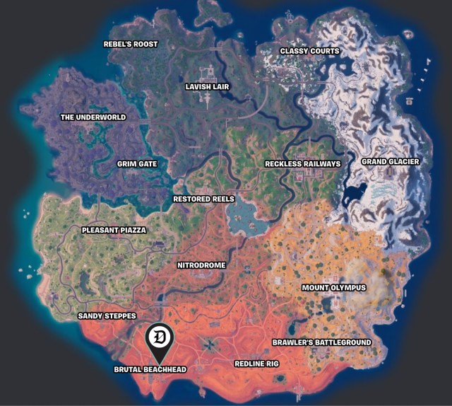 Brutal Beachhead location on the Fortnite map.