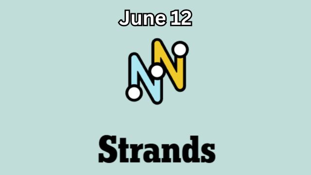 The Strands logo with blue and yellow lines connected, with 'June 12' written above them.