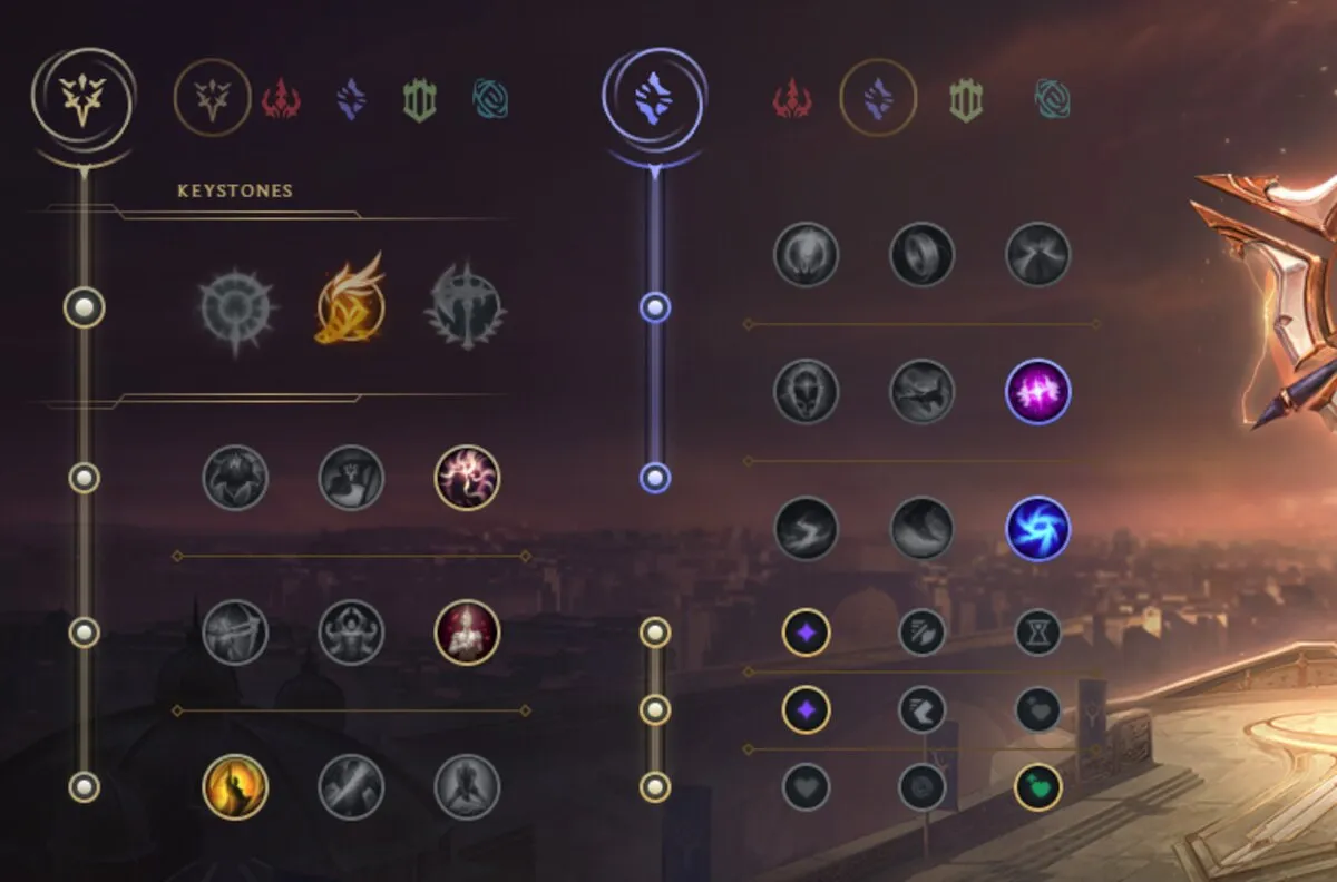 Caitlyns' rune page in League of Legends