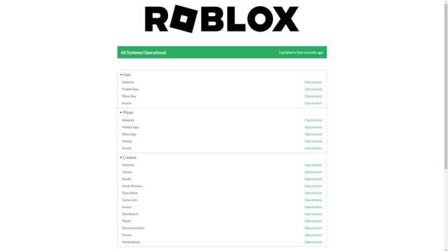Roblox server status website
