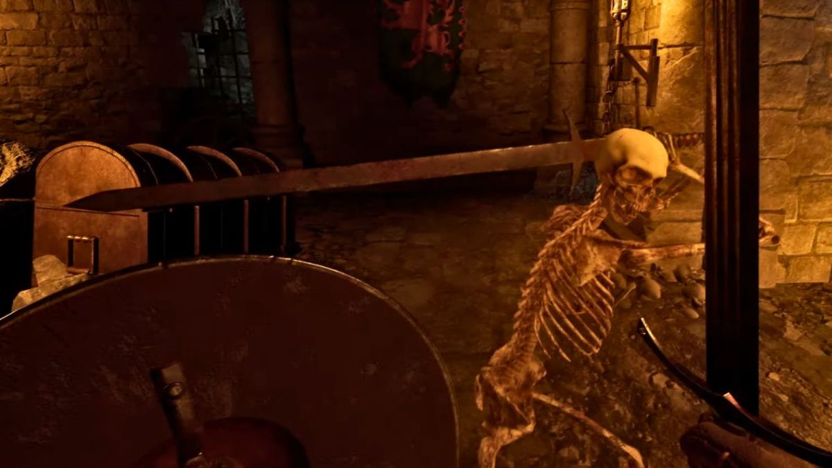 skeleton with sword in dark and darker