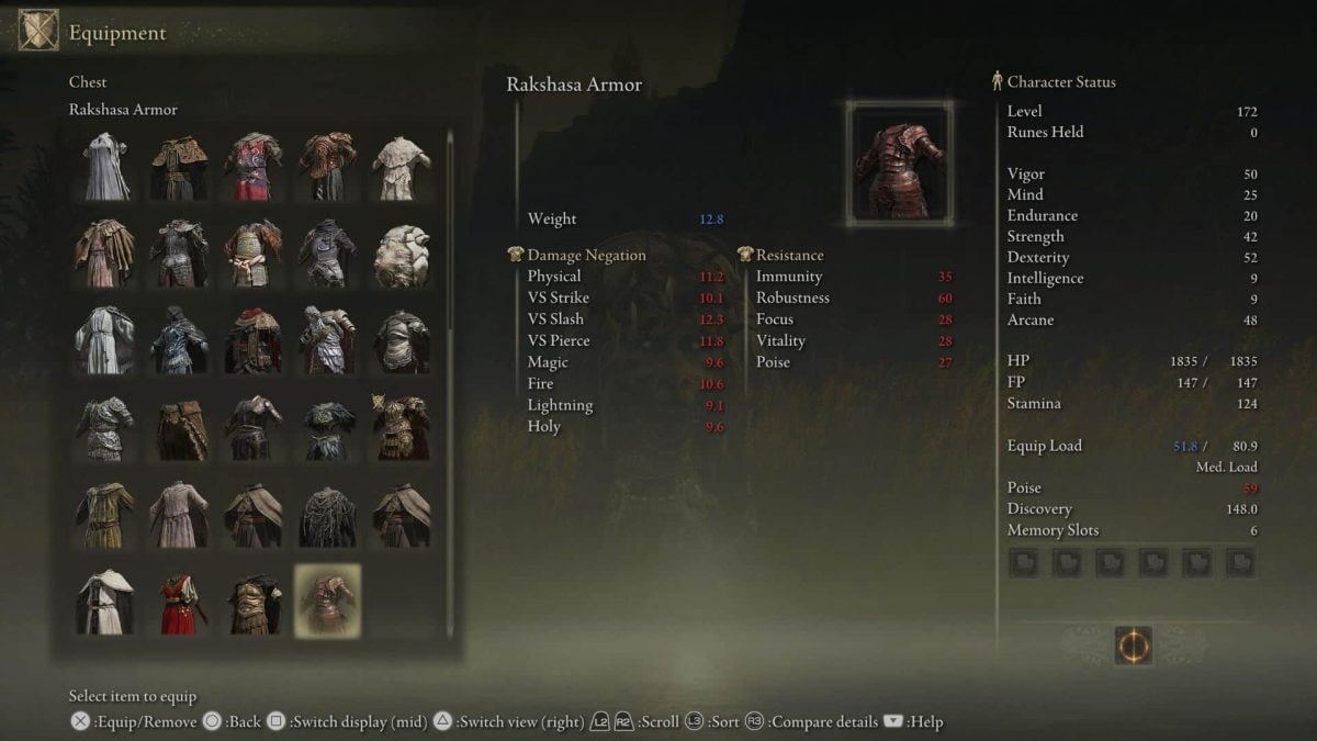 armor menu in elden ring shadow of the erdtree dlc