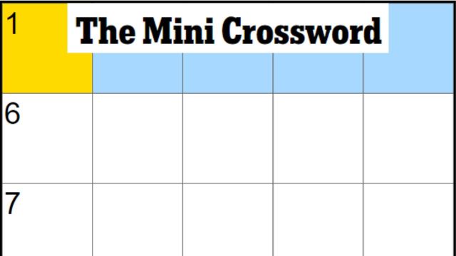 An unsolved NYT Mini Crossword puzzle with a highlight on 1A.