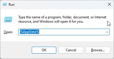 AppData command in the Run window