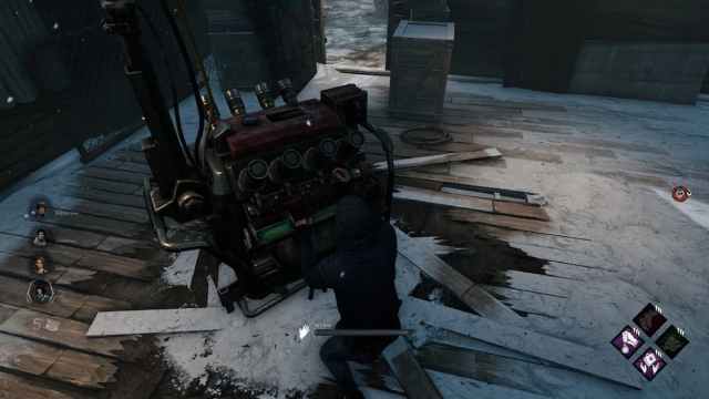 Dead by Daylight player is repairing a generator