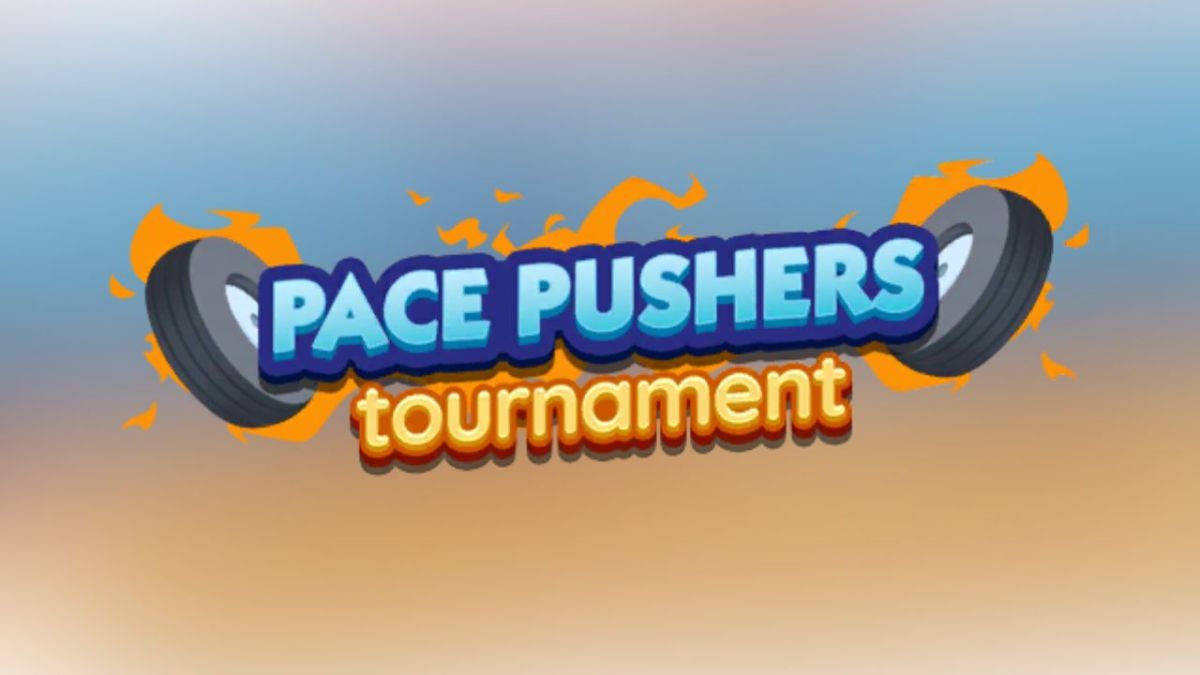 Pace Pushers logo on a blue and orange blurred background.