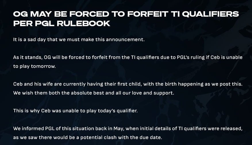 OG's statement regarding PGL's stand-in rules.