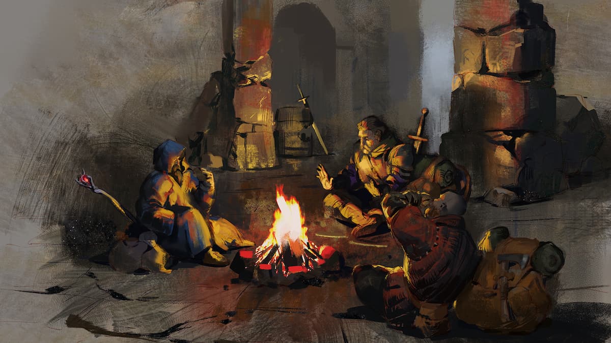 Players sit near campfires to defeat the boss, getting their hands on the Skull Key in Dark and Darker.