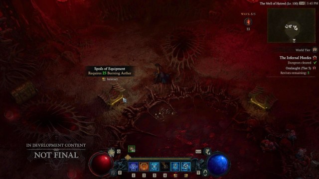 selecting spoils of hell in diablo 4 season 5 ptr