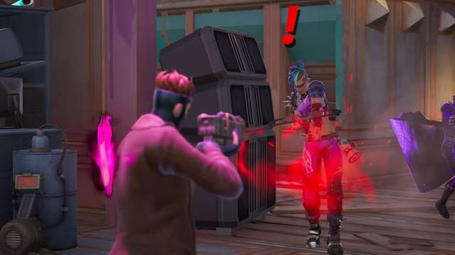 Shooting Ringmaster Scarr in Fortnite.