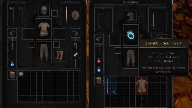 Inventory screens in Dark and Darker showing a Soul Heart.