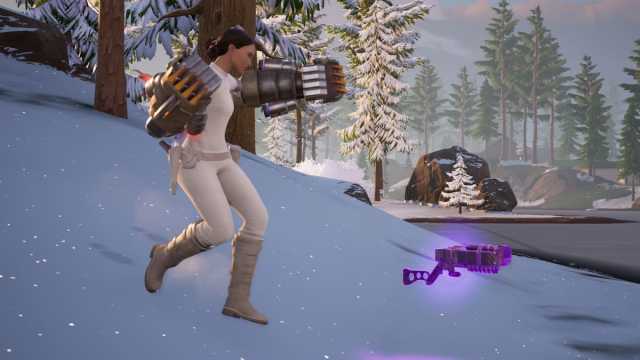 A Tri-Beam Laser Rifle on the ground in Fortnite.