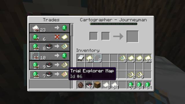 A trial explorer map in Minecraft.