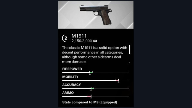 xdefiant m1911 stat block