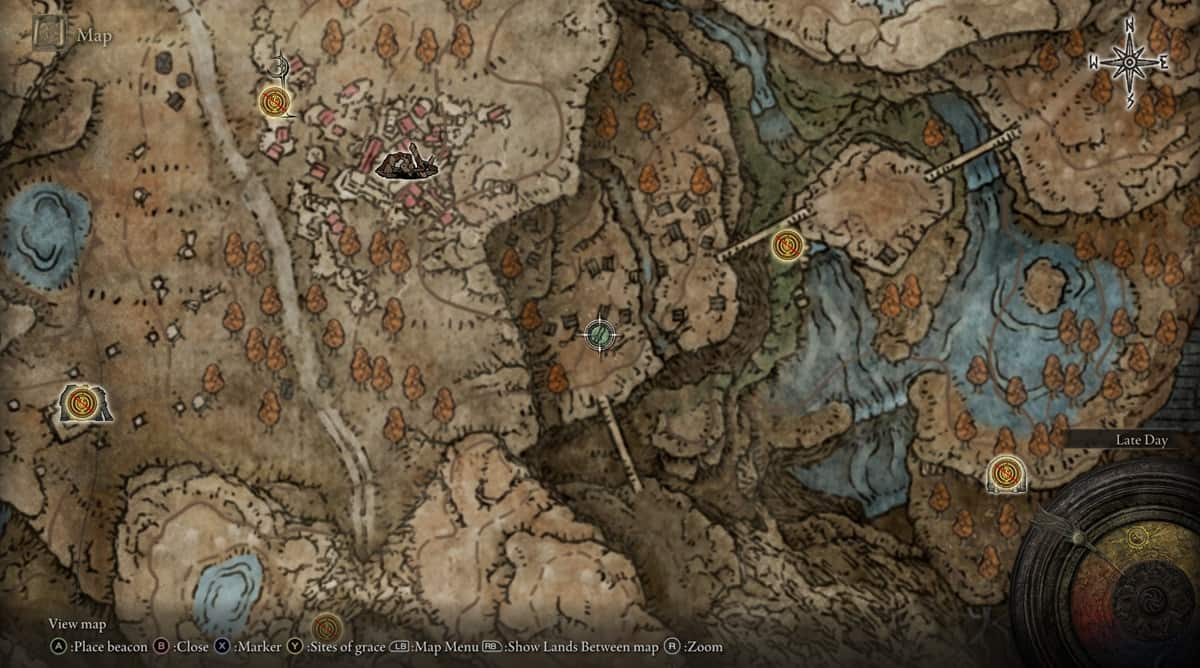 Elden Ring map showcasing different marked locations