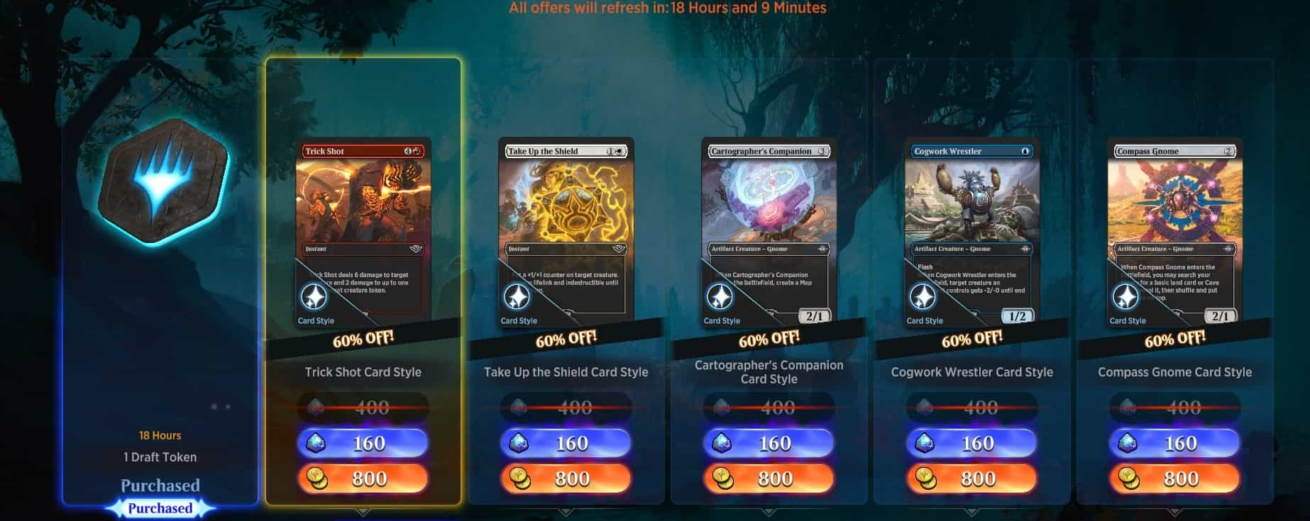 MTG Arena Draft token daily sales