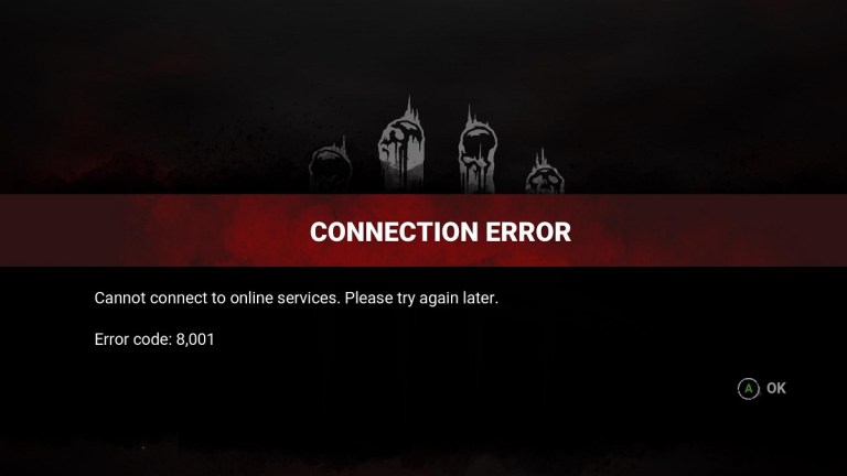 Error 8001 in Dead by Daylight.