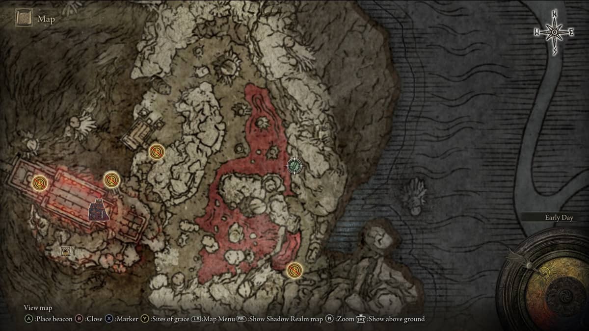 Map showcase highlighting the Ash of War Blood Tax in Elden Ring