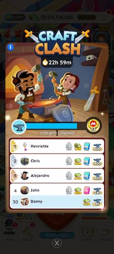 People working in blacksmith through Monopoly GO