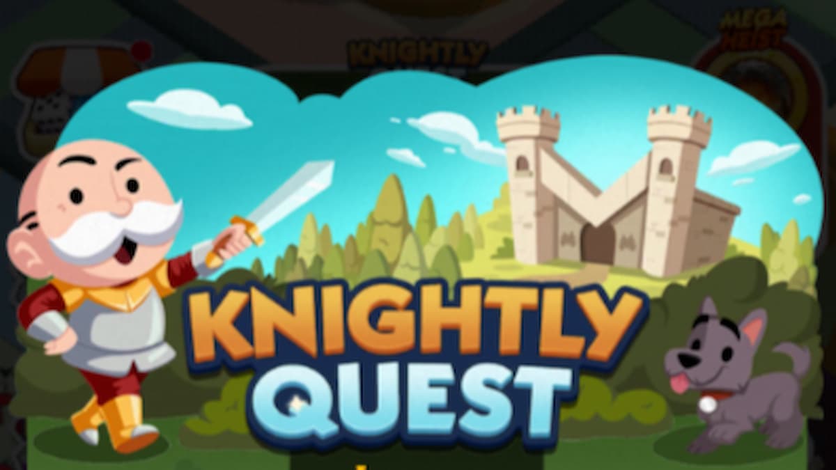 Mr. Monopoly and Scottie on Knightly adventure in Monopoly GO