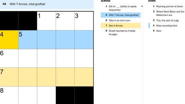 nyt time mini crossword 7 across clue