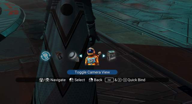 This screenshot shows the player settings menu in No Man's Sky and what setting players should look for to change their camera view.