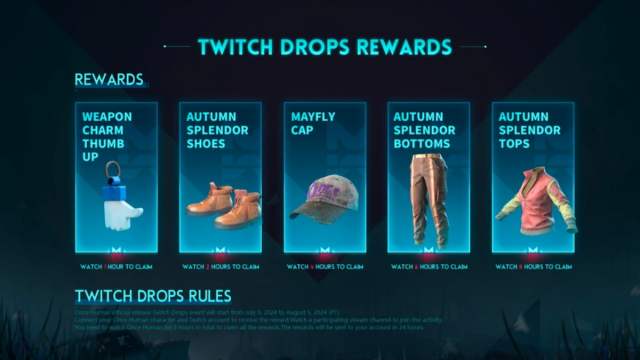 A list of Twitch drop rewards available in Once Human.