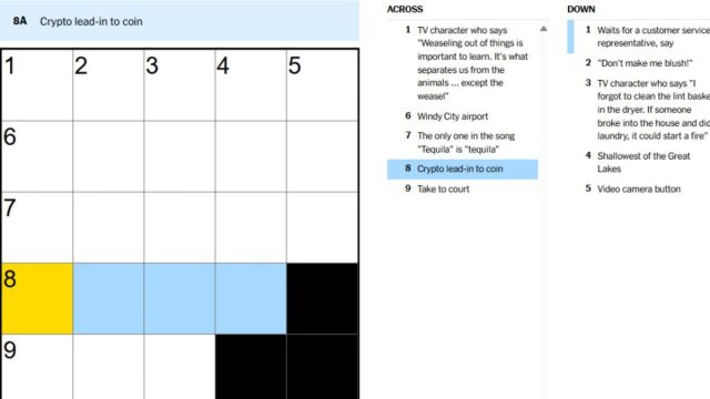 nyt crossword clue for crypto lead-in coin