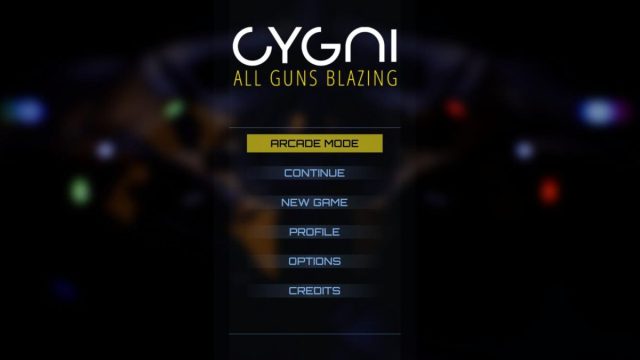 cygni all guns blazing arcade menu