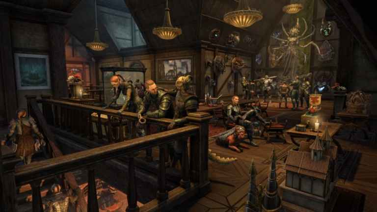 Several Elder Scrolls Online players in a house.