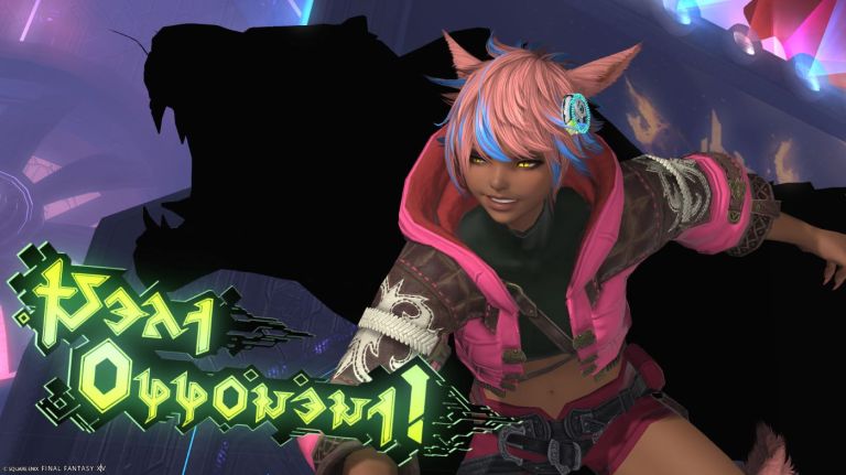 Title card for Black Cat, the first boss in the Arcadion Raids for Final Fantasy XIV Dawntrail patch 7.01