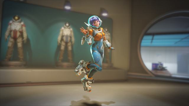 Juno OW2 hero waving cutely