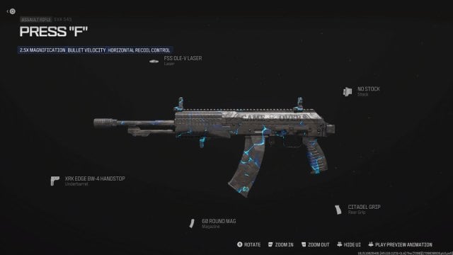 Press F SVA 545 blueprint in MW3 gunsmith