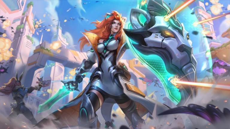 Leona defending against primordians