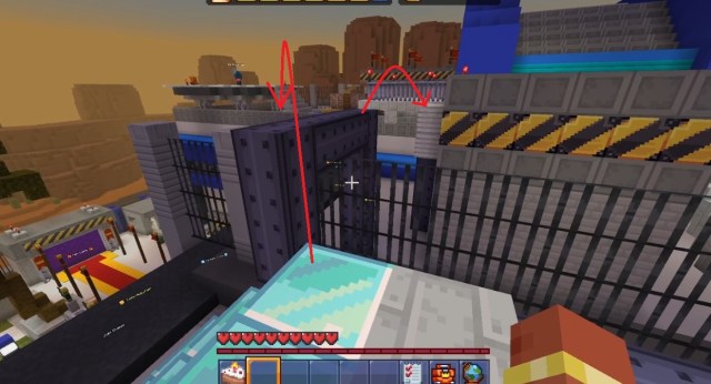 Final jumps to reach the Helipad on the roof of Meltdown in Minecraft's 15th anniversary event