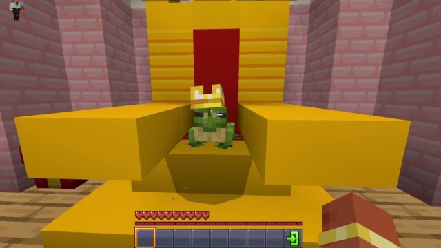 Prince Frog in the castle in Ace Race in Minecraft's 15th anniversary event