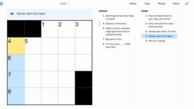 olympic sport from japan nyt mini crossword puzzle