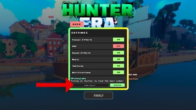 redeem codes in hunter era